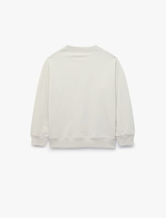 Pamuklu Uzun Kollu Bisiklet Yaka Baskılı Sweatshirt