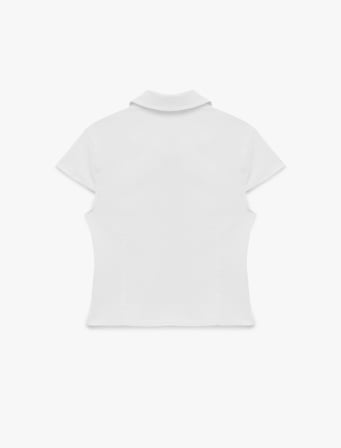 Slim Fit Kısa Kollu Klasik Yaka Fermuarlı Crop Gömlek