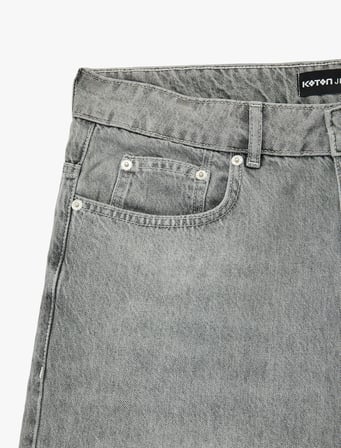Normal Bel Pamuklu Pis Paça Straight Fit Bermuda Jean Şort