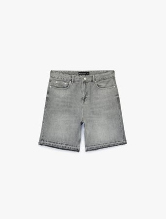 Normal Bel Pamuklu Pis Paça Straight Fit Bermuda Jean Şort