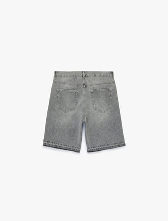 Normal Bel Pamuklu Pis Paça Straight Fit Bermuda Jean Şort