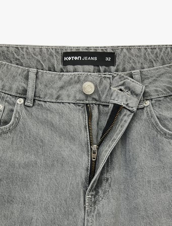 Normal Bel Pamuklu Pis Paça Straight Fit Bermuda Jean Şort