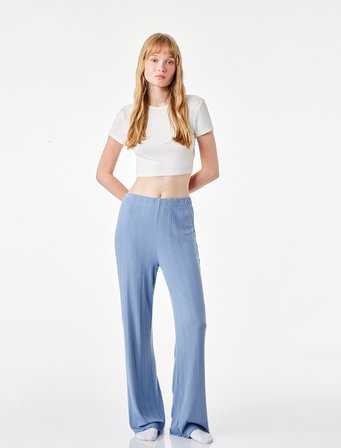 Modal Kumaş Dokulu Bol Paça Pijama Altı
