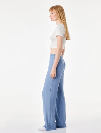 Modal Kumaş Dokulu Bol Paça Pijama Altı