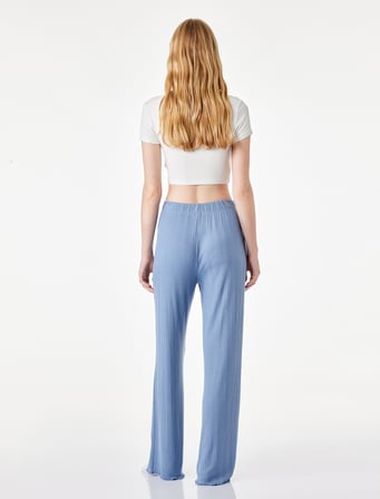 Modal Kumaş Dokulu Bol Paça Pijama Altı
