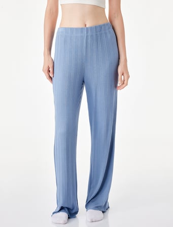Modal Kumaş Dokulu Bol Paça Pijama Altı