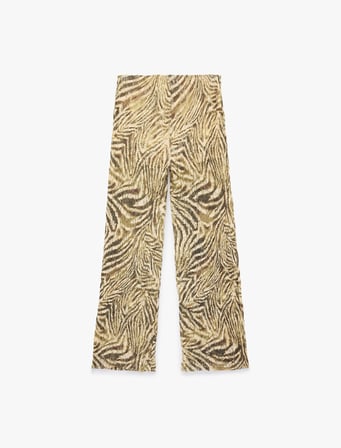 Rahat Kalıp Zebra Desenli Dantel Pantolon