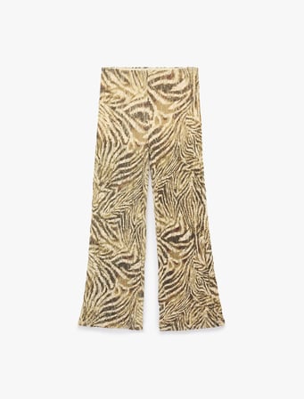 Rahat Kalıp Zebra Desenli Dantel Pantolon