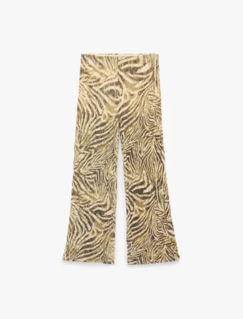 Rahat Kalıp Zebra Desenli Dantel Pantolon
