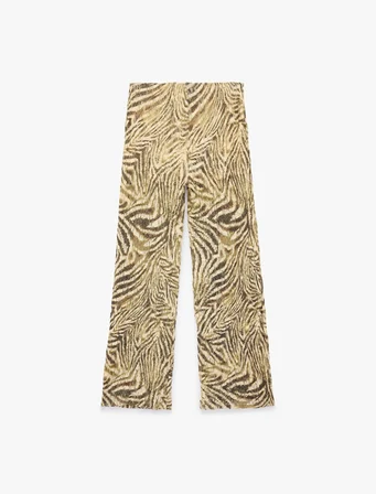 Rahat Kalıp Zebra Desenli Dantel Pantolon