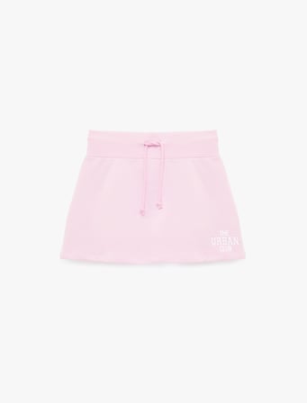 Beli Bağcıklı Slim Fit Nakışlı Mini Spor Şort Etek