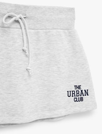 Beli Bağcıklı Slim Fit Nakışlı Mini Spor Şort Etek