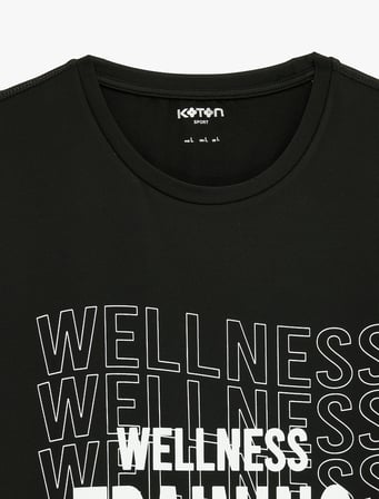 Regular Fit Bisiklet Yaka Kısa Kollu Baskılı Spor Tişört