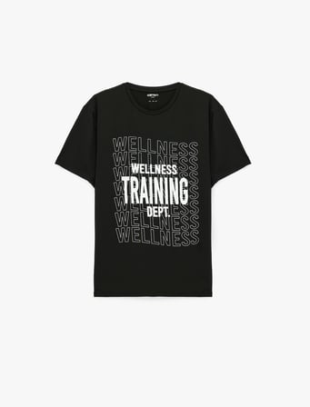 Regular Fit Bisiklet Yaka Kısa Kollu Baskılı Spor Tişört