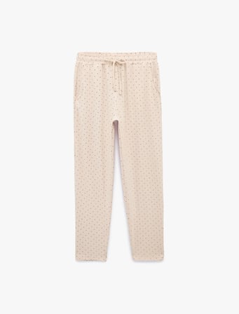 Beli Bağcıklı Puantiyeli Rahat Kalıp Pijama Altı