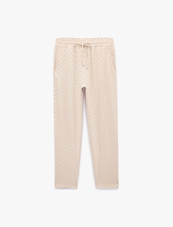 Beli Bağcıklı Puantiyeli Rahat Kalıp Pijama Altı