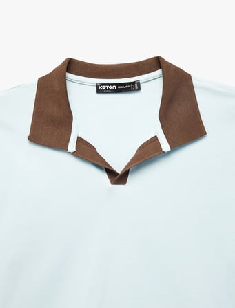 Pamuklu Regular Fit Kısa Kollu Renk Kontrastlı Polo Yaka Tişört