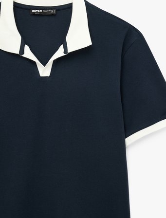 Pamuklu Regular Fit Kısa Kollu Renk Kontrastlı Polo Yaka Tişört