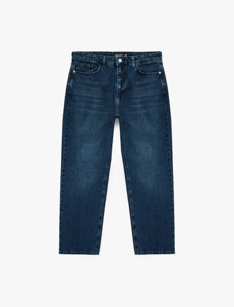 Normal Bel Pamuklu Cepli Bol Loose Fit Jean Pantolon - Steve Jean