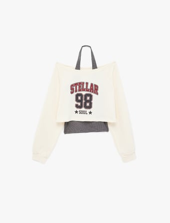 Rahat Kalıp Uzun Kollu Bisiklet Yaka Sweatshirt