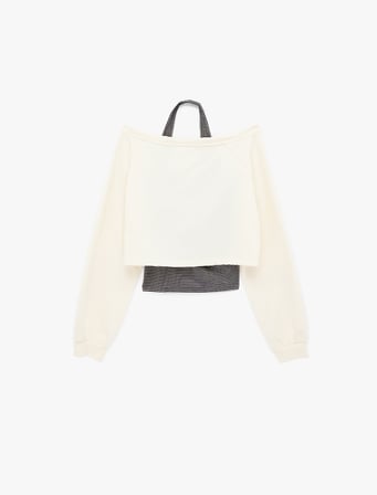Rahat Kalıp Uzun Kollu Bisiklet Yaka Sweatshirt