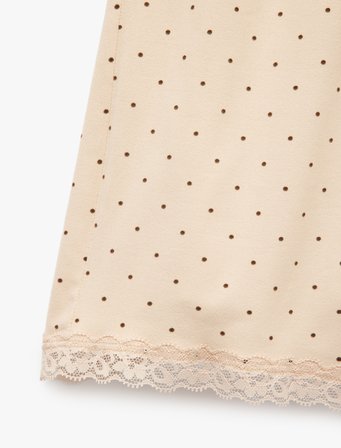 Dantel Detaylı Rahat Kalıp Puantiyeli Şort Pijama Altı