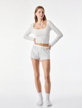Pamuklu Beli Lastikli Rahat Kesim Şort Pijama Altı