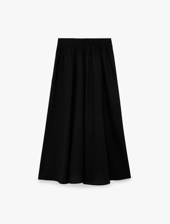 Pamuklu Beli Lastikli Çan Kesim Maxi Etek