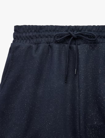 Slim Fit Beli Bağcıklı Cepli Simli Mini Şort
