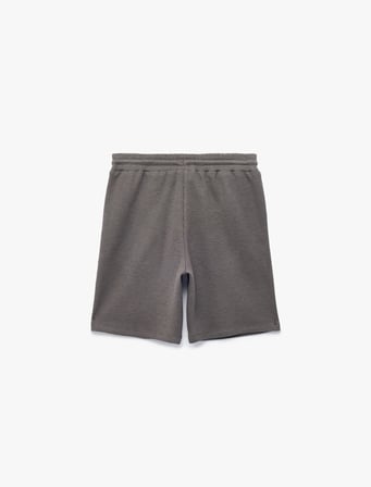 Beli Bağcıklı Pamuklu Baskılı Şort