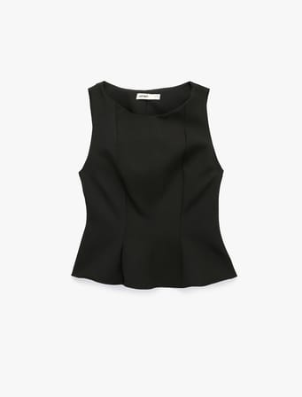 Bisiklet Yaka Slim Fit Peplum Bluz