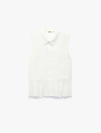 Viskon Dokulu Kumaş Hafif Peplum Kesim Kolsuz Gömlek