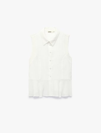 Viskon Dokulu Kumaş Hafif Peplum Kesim Kolsuz Gömlek