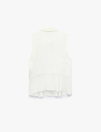 Viskon Dokulu Kumaş Hafif Peplum Kesim Kolsuz Gömlek