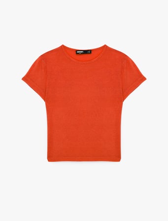 Slim Fit Kısa Kollu Bisiklet Yaka Viskon Spor Tişört
