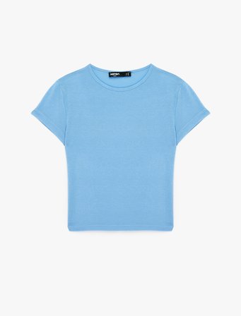 Slim Fit Kısa Kollu Bisiklet Yaka Viskon Spor Tişört