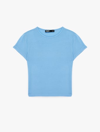 Slim Fit Kısa Kollu Bisiklet Yaka Viskon Spor Tişört