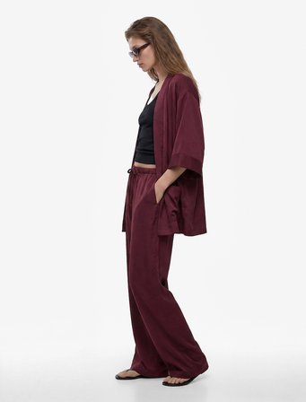 modal kumaş şal yaka cepli uzun kollu kimono ceket