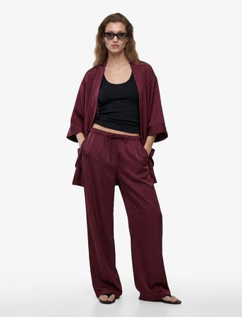 modal kumaş şal yaka cepli uzun kollu kimono ceket