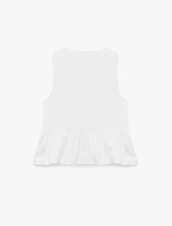 Pamuklu Kolsuz Yuvarlak Yaka Peplum Kesim Fiyonklu Poplin Bluz