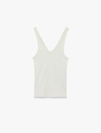 Pamuklu Slim Fit Kaşkorse V Yaka Kolsuz Bluz