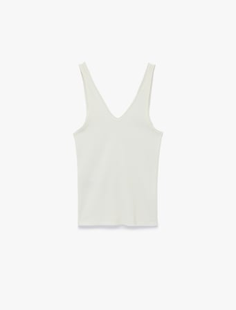Pamuklu Slim Fit Kaşkorse V Yaka Kolsuz Bluz