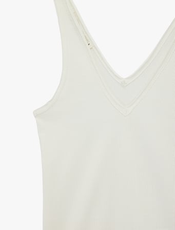 Pamuklu Slim Fit Kaşkorse V Yaka Kolsuz Bluz