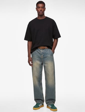 Pamuklu 3/4 Kollu Bisiklet Yaka Oversize Tişört