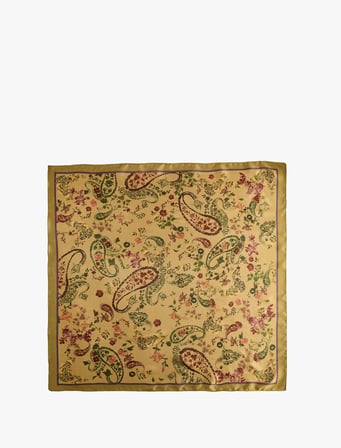 Saten Kumaş Çiçekli Kare Fular Bandana