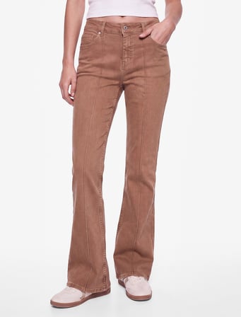 Nervür Detaylı Normal Bel Dar Kesim İspanyol Paça Pantolon - Flare Jeans