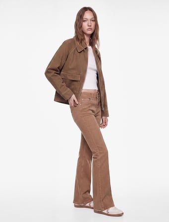 Nervür Detaylı Normal Bel Dar Kesim İspanyol Paça Pantolon - Flare Jeans