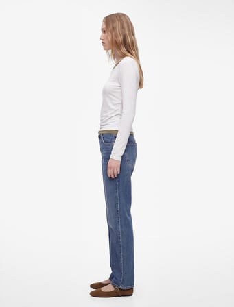 Normal Bel Straight Fit Pamuklu Duble Paça Denim Pantolon - Straight Fit Jean