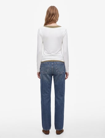 Normal Bel Straight Fit Pamuklu Duble Paça Denim Pantolon - Straight Fit Jean