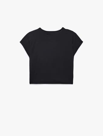 Slim Fit Kısa Kollu Bisiklet Yaka Crop Spor Tişört